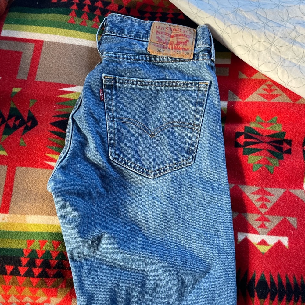 worn Levi 505 jeans - blue